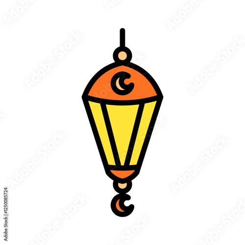 Bright and simple line art illustration of a classic Eid lantern, perfect for Ramadhan, Islamic celebrations, and religious-themed designs.