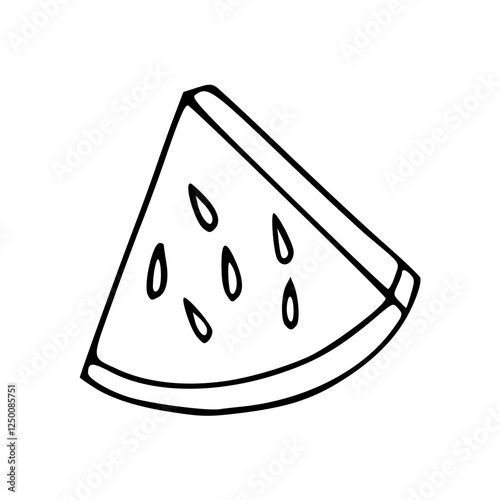 a black and white drawing of a piece of  watermelon icon