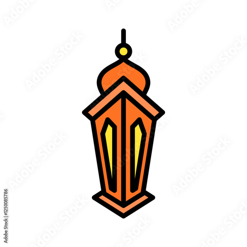 Simple line art illustration of an Islamic decorative lantern with bold colors, ideal for Ramadhan and Eid Fitri-themed projects.