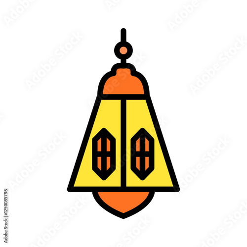 Elegant outline illustration of a decorative Ramadhan lantern with a colorful touch, representing Islamic traditions and Eid celebrations.