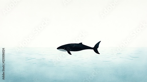 A serene underwater scene featuring a whale swimming gracefully in calm ocean waters