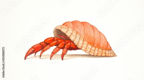 A vibrant illustration of a hermit crab emerging from its shell, showcasing detailed textures and colors