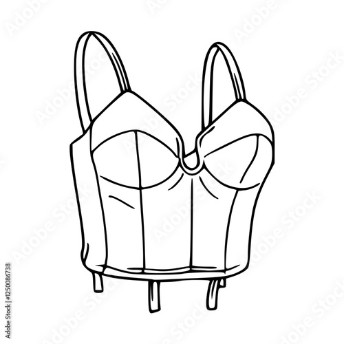 vector illustration of a sketch of a girl lingerie