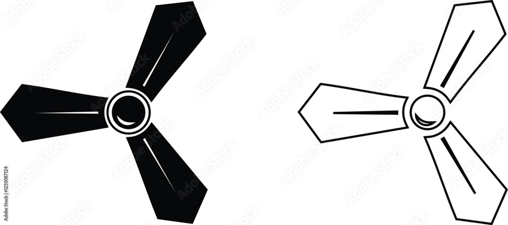 Electric fan icons set. Air conditioning heating and cooling black fan bicolor line and flat vector collection isolated on transparent background. Wind symbol , cold temperature design concepts. Electric fan icons set. Air conditioning heating and cooling black fan bicolor line and flat vector collection isolated on transparent background. Wind symbol , cold temperature design concepts.