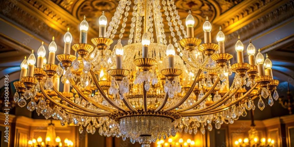 Obraz premium Elegant sparkling crystal chandeliers illuminate luxury homes, palaces, and interiors.