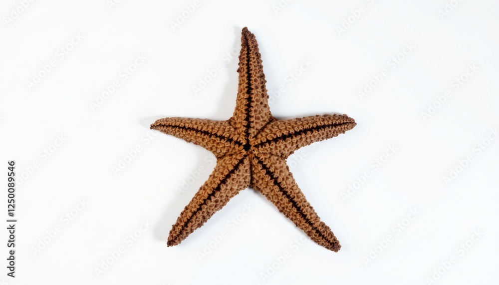Close-Up View of a Textured Dried Starfish on a Plain Background