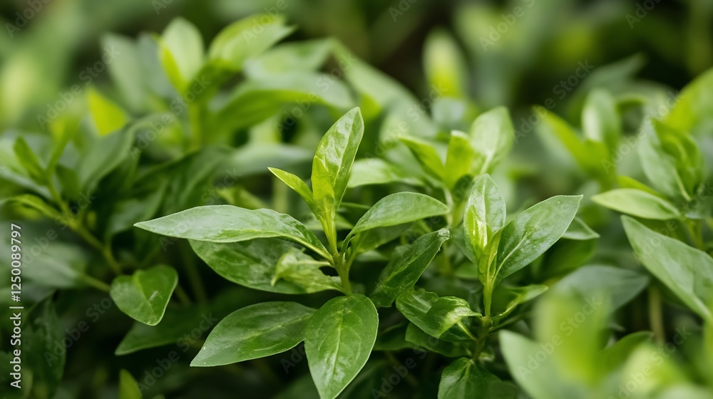 Fresh Green Leaves of Aromatic Herb for Culinary Use and Natural Remedies in Organic Gardening : Generative AI