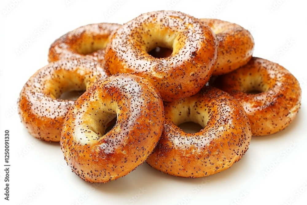 Poppy seed bagels on white background. AI generated Poppy seed bagels on white background. AI generated