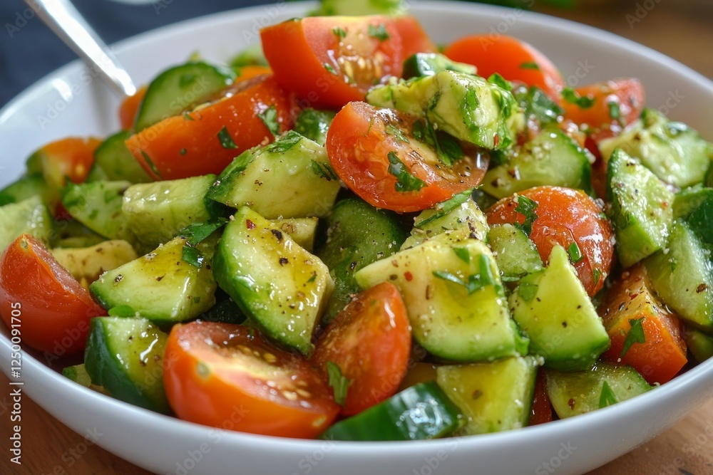 Fresh vegetable salad with tomatoes and cucumbers. AI image Fresh vegetable salad with tomatoes and cucumbers. AI image