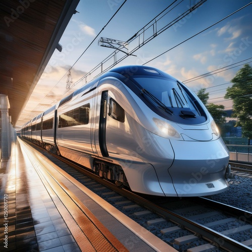 Electric train transportation view photo