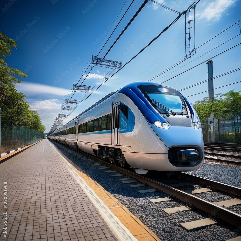 Fototapeta premium Electric train transportation view.