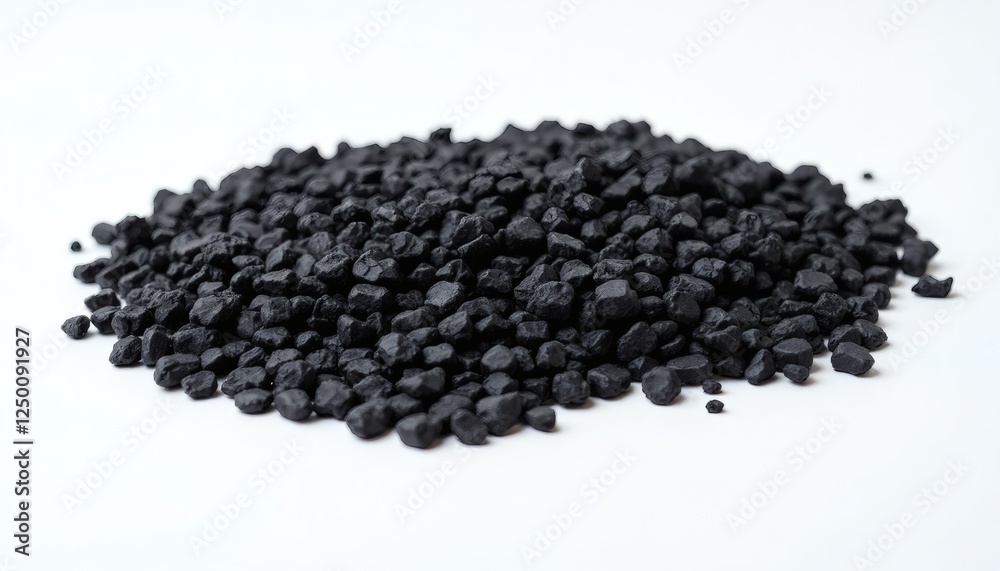 Cluster of Tiny Black Volcanic Stones on a White Background Cluster of Tiny Black Volcanic Stones on a White Background