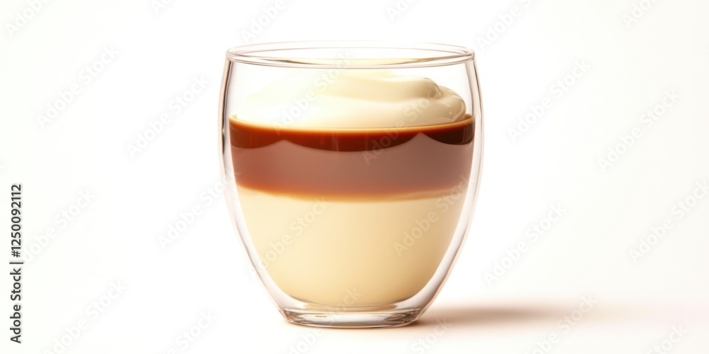 Glass of coffee with cream and sugar