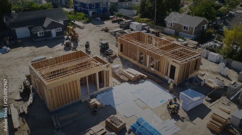 Aerial View of New Home Construction photo