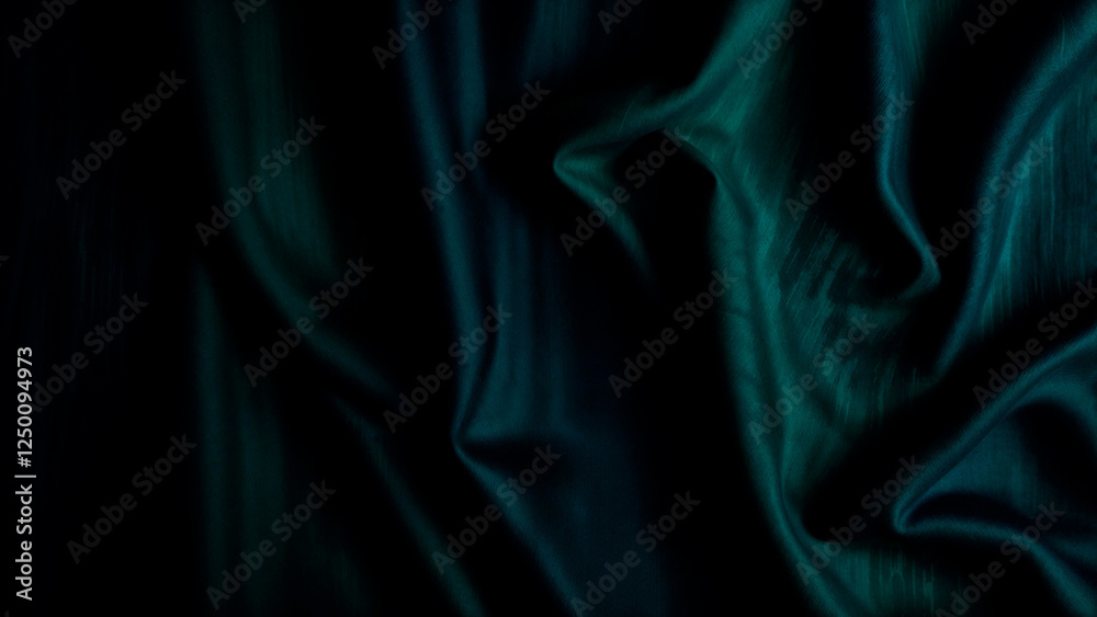 Obraz premium Textura de tela de terciopelo verde esmeralda. La imagen muestra un primer plano de la tela con pliegues y sombras, ideal para proyectos de diseño de interiores, moda y texturas. Imagen generada