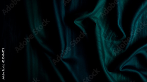 Textura de tela de terciopelo verde esmeralda. La imagen muestra un primer plano de la tela con pliegues y sombras, ideal para proyectos de diseño de interiores, moda y texturas. Imagen generada