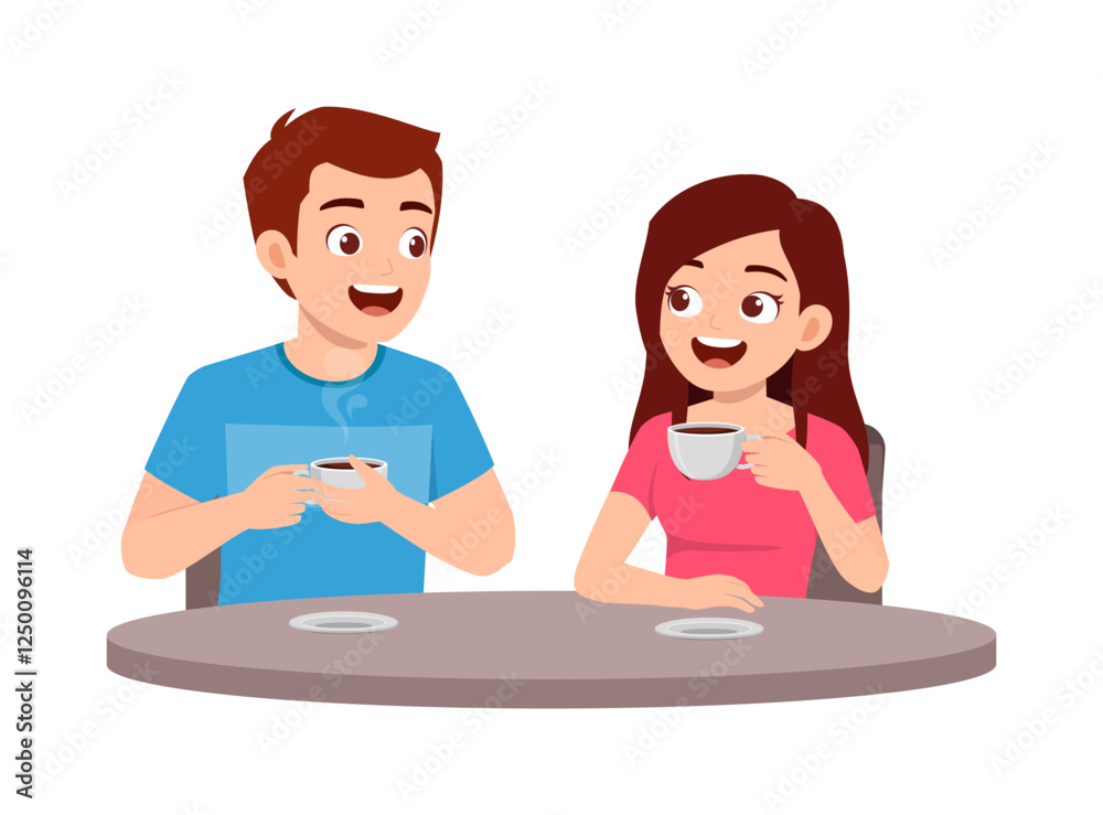 young man and young woman drinking coffee and talking young man and young woman drinking coffee and talking