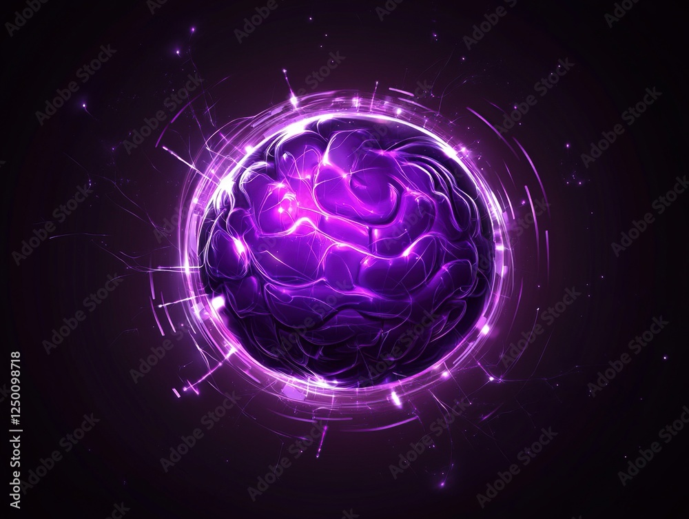Obraz premium Purple Energy Sphere Glows Brilliantly with Dynamic Light Effects and Intricate Details, Showcasing Abstract Art