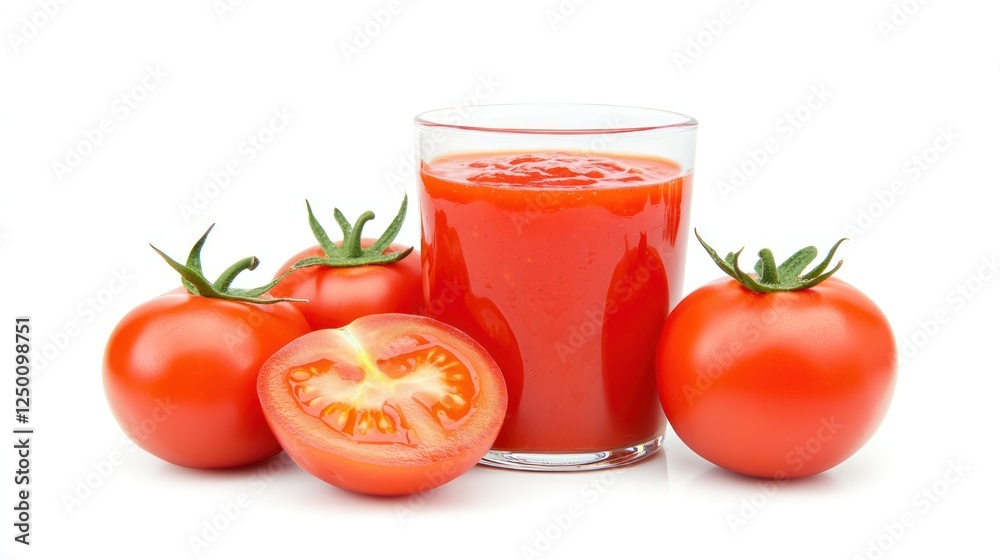 A homemade ketchup jar with a label next to fresh tomatoes. A homemade ketchup jar with a label next to fresh tomatoes.