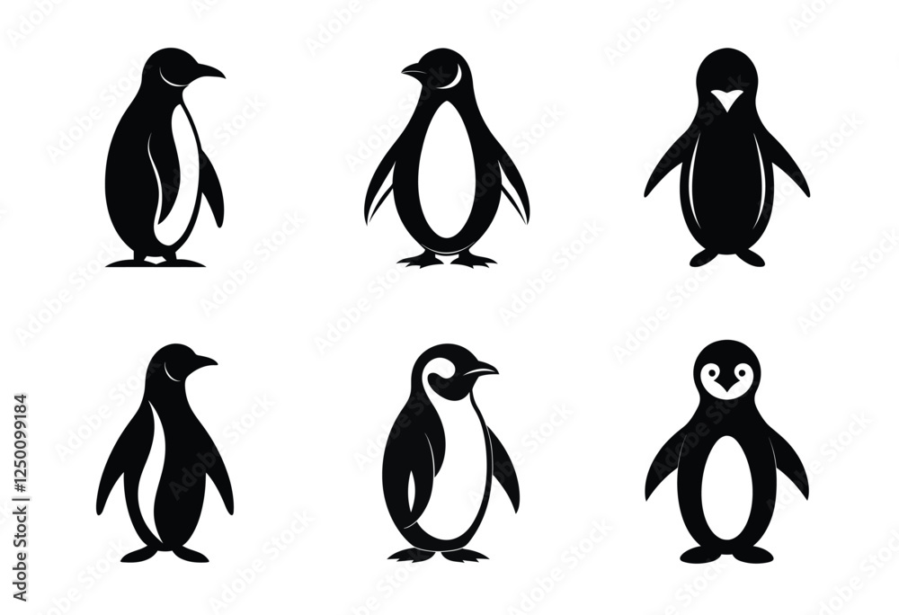 Naklejka premium penguin vector illustration, penguin silhouette Vector.
