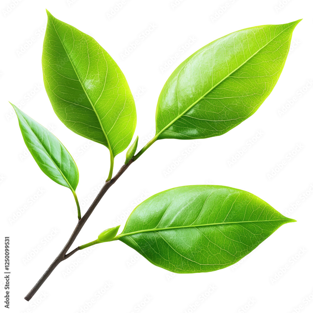 Obraz premium vibrant green branch with large and small leaves, showcasing natural beauty and freshness. Perfect for nature themed designs or eco friendly projects