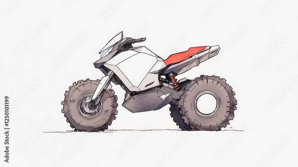 Futuristic off-road motorcycle design with rugged tires and sleek body, showcasing innovation and adventure Futuristic off-road motorcycle design with rugged tires and sleek body, showcasing innovation and adventure