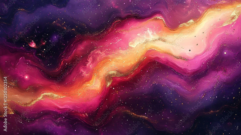Fototapeta premium Cosmic swirl vibrant hues paint dreamy nebula abstract art. AI Generated