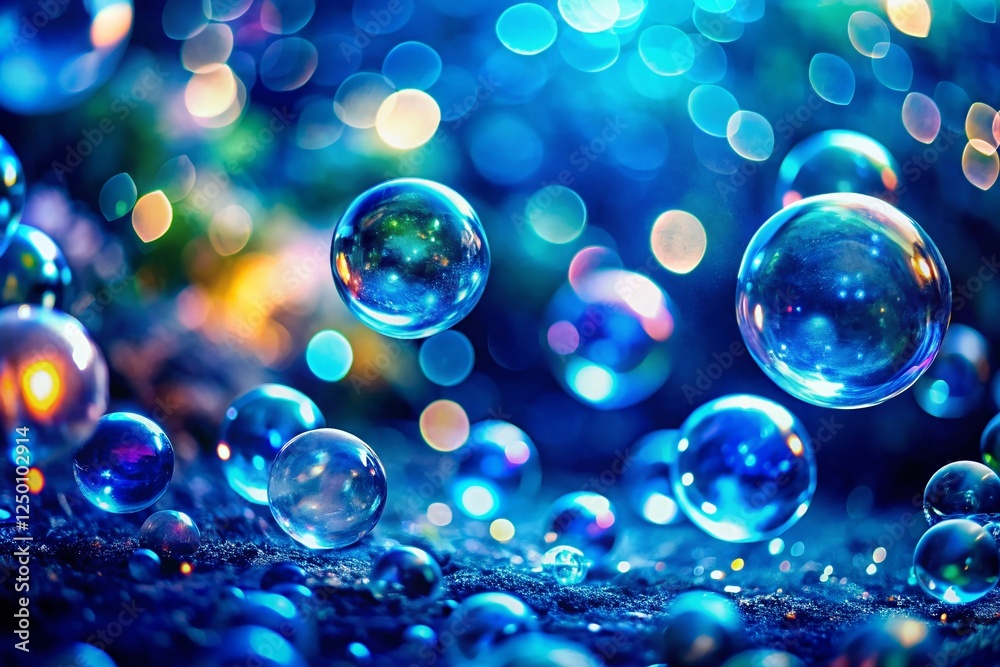 Abstract Blue Bokeh Background with Floating Bubbles - Dreamy, Soft Focus Image Abstract Blue Bokeh Background with Floating Bubbles - Dreamy, Soft Focus Image