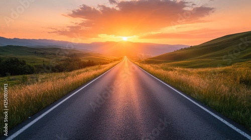 Wallpaper Mural Sunset road journey, hills, summer Torontodigital.ca