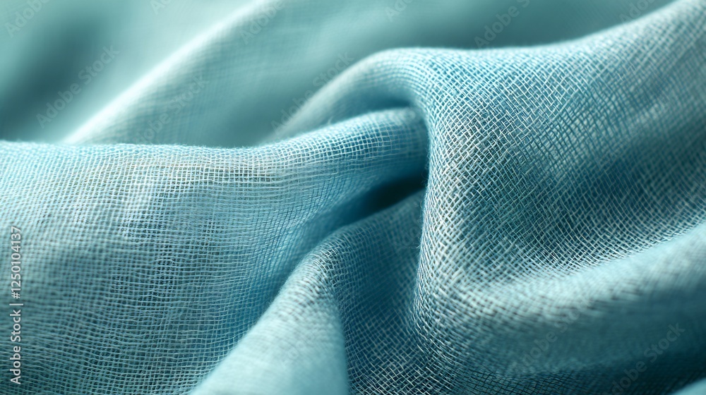 Soft light illuminates flowing pale blue fabric texture. AI Generated Soft light illuminates flowing pale blue fabric texture. AI Generated