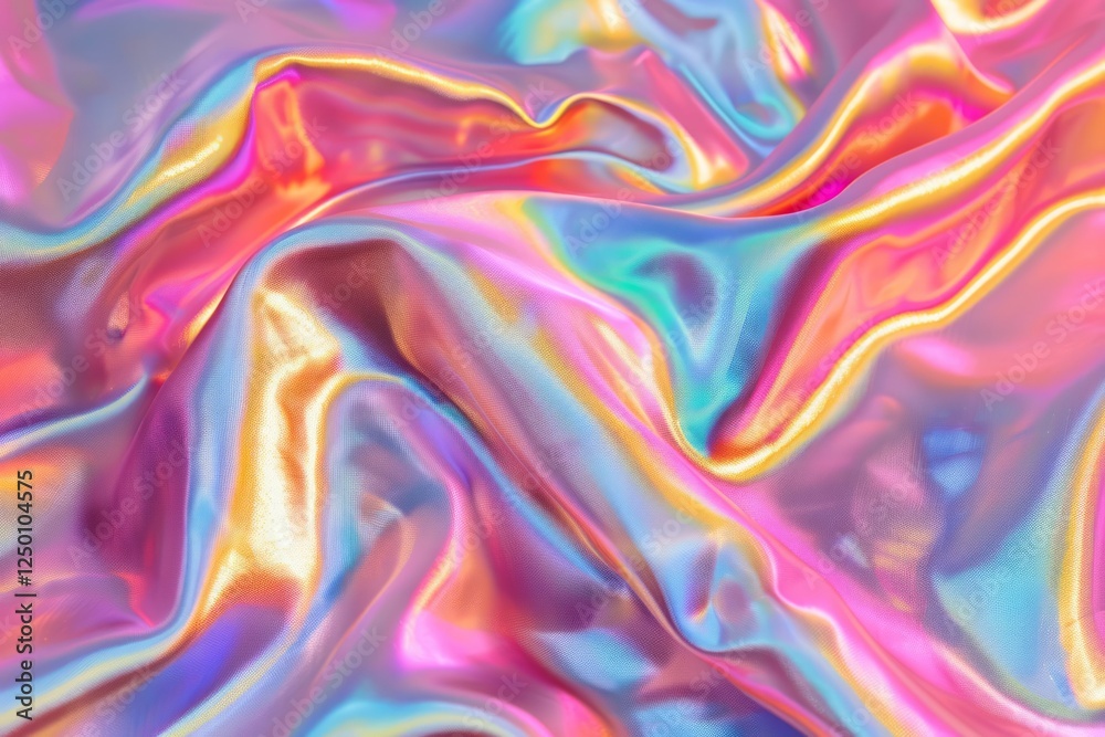 Obraz premium Image of Holographic iridescent effect silk material. Texture for background usage