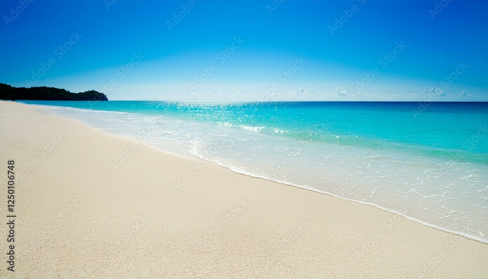 白い砂浜と明るい海の背景素材