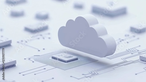 Cloud Computing Concept with Circuit Board and Microchip Graphics