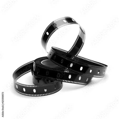 Vintage Filmstrip Reel on a Clean White Background