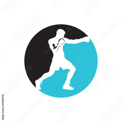 Boxing Men Inside A Circle Shape Vector Illustration