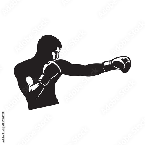 Simple Silhouette Boxing Men Vector Illustration