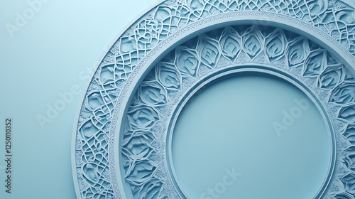 Intricate Blue Circular Design with Floral Motifs