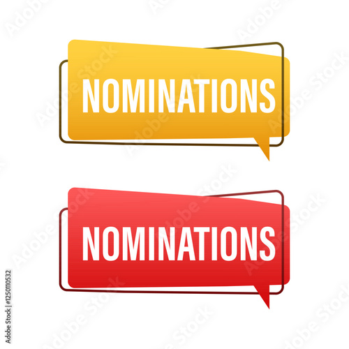 Nominations announcement with colorful speech bubble promoting candidates for election