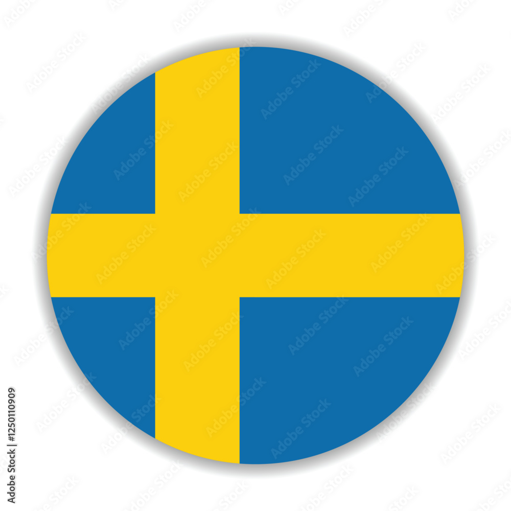 Sweden flag. Sweden circle flag logo icon computer vector illustration design Sweden flag. Sweden circle flag logo icon computer vector illustration design