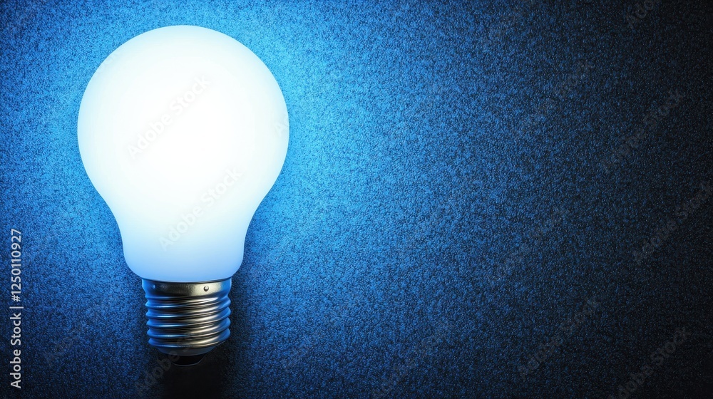 Glowing Light Bulb on Blue Background, Idea Concept. Glowing Light Bulb on Blue Background, Idea Concept.