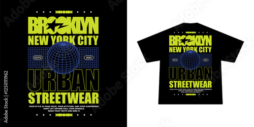Futuristic illustration of Brooklyn New york city vector t shirt design, vector graphic, typographic poster or tshirts street wear and Urban style