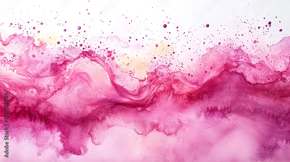 Obraz premium Abstract Pink Watercolor Painting Fluid Art Design Background Texture red wave style image splash 