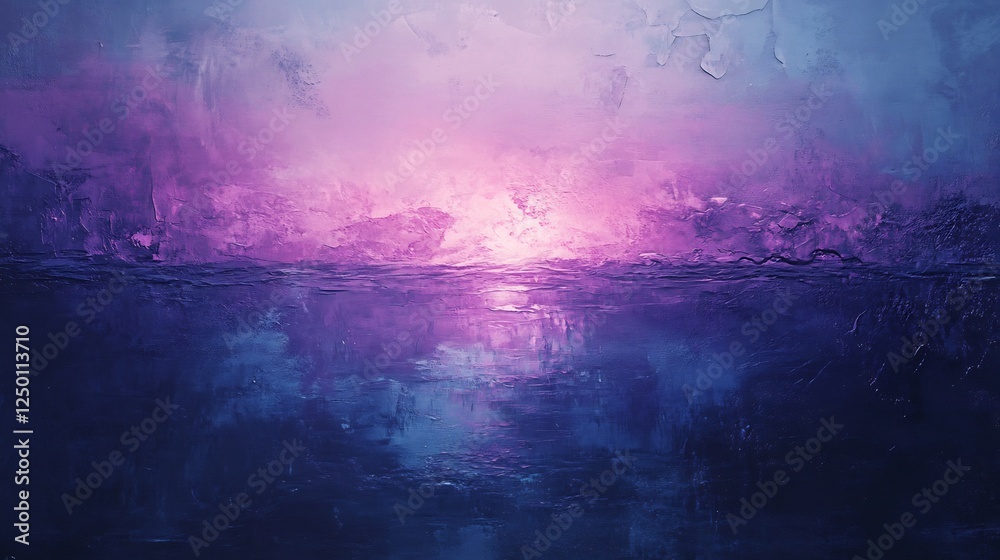 Naklejka premium Pink purple ethereal landscape glows softly reflected water. AI Generated