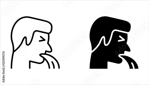 Vomit icon set. Indigestion feel sick and Vomiting on white background