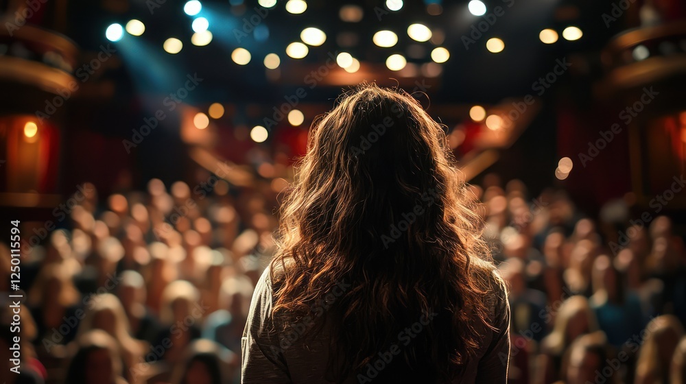 A laughing crowd in a theater during a funny scene in a play. A laughing crowd in a theater during a funny scene in a play.