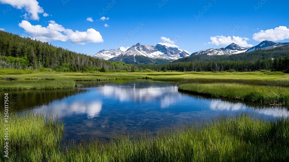 Breathtaking Mountain Landscape with Reflections in a Serene Lake : Generative AI Breathtaking Mountain Landscape with Reflections in a Serene Lake : Generative AI