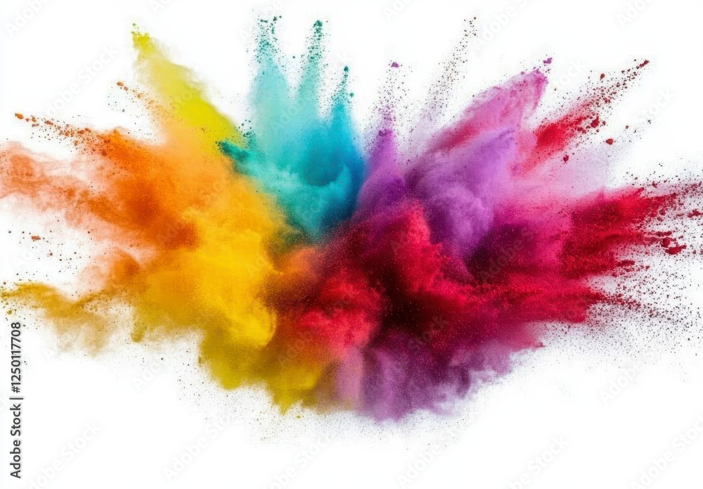 Fototapeta premium Colorful Explosion of Powder Paints on White Background