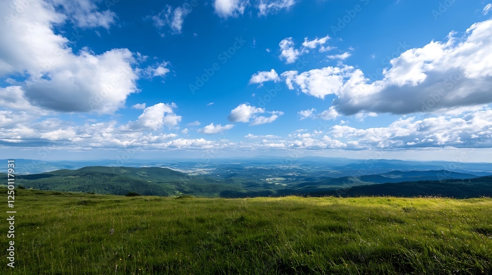 Expansive Blue Sky Over Rolling Green Hills Capturing Nature's Beauty : Generative AI Expansive Blue Sky Over Rolling Green Hills Capturing Nature's Beauty : Generative AI