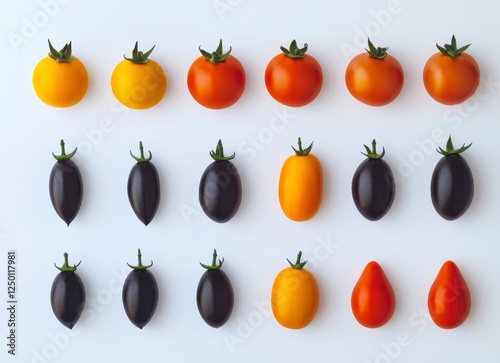 Wallpaper Mural Colorful Display of Cherry Tomatoes Arranged on a White Background Torontodigital.ca