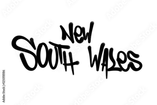 NEW SOUTH WALES city name sprayed graffiti letters isolated hand drawn style